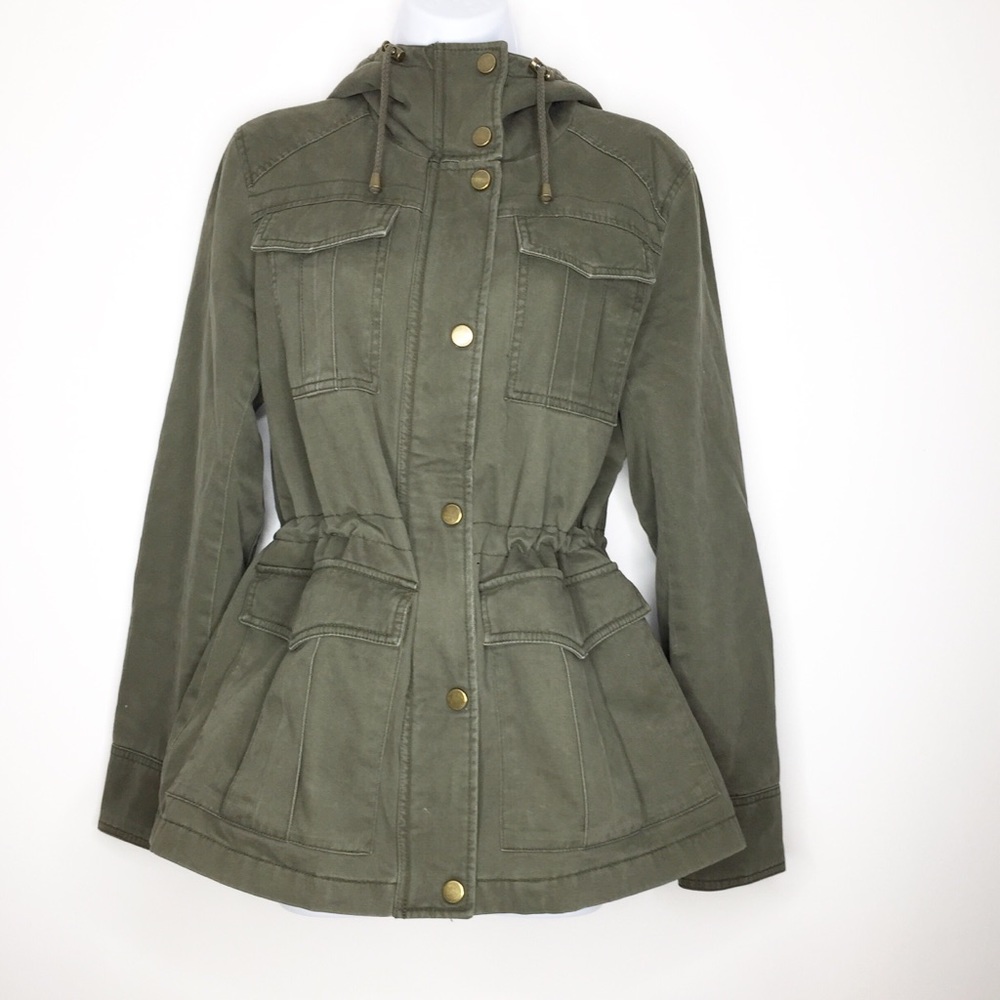 LUCKY BRAND Army Green Hooded Military Style Anorak Jacket Size Medium